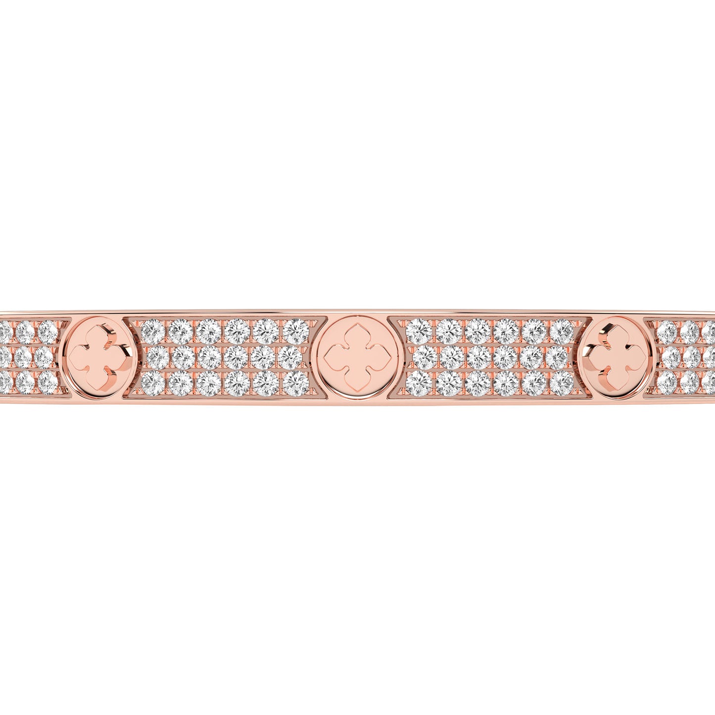 La Fleur 3-Diamond Rows Round Bangle