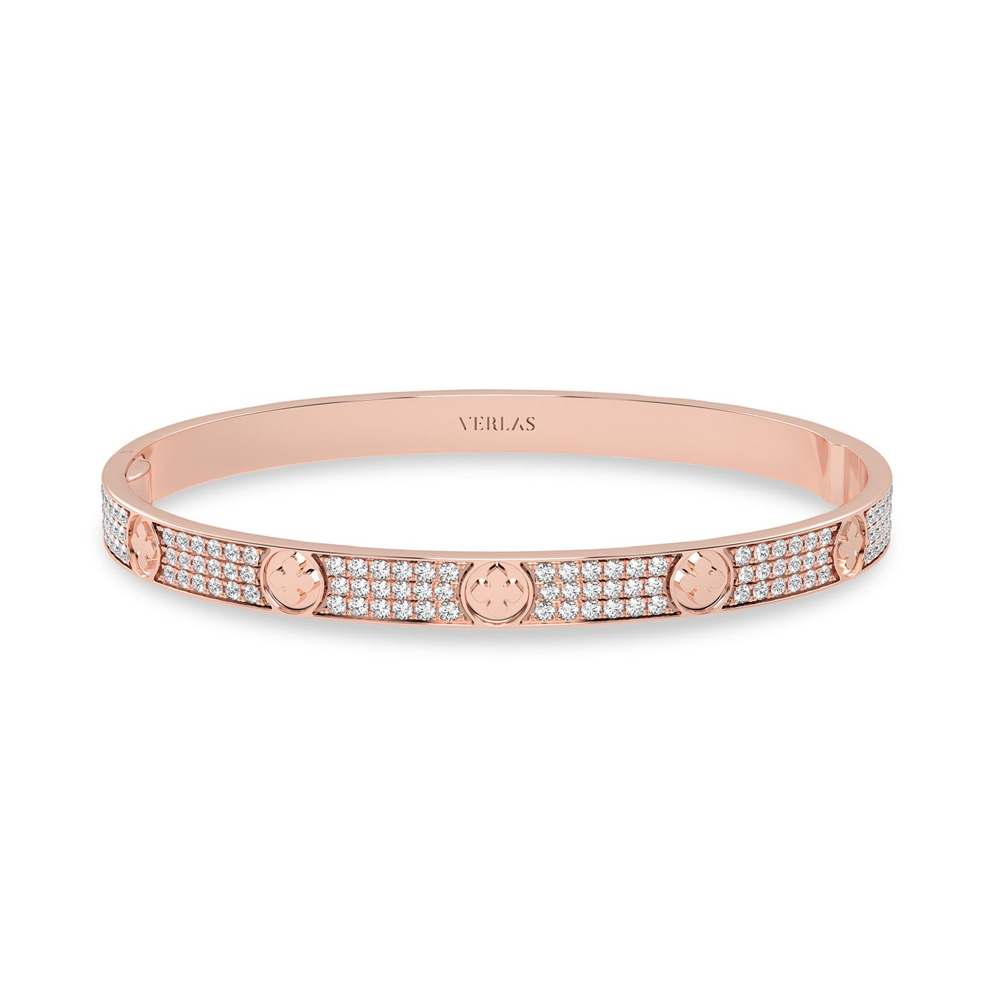 La Fleur 3-Diamond Rows Round Bangle