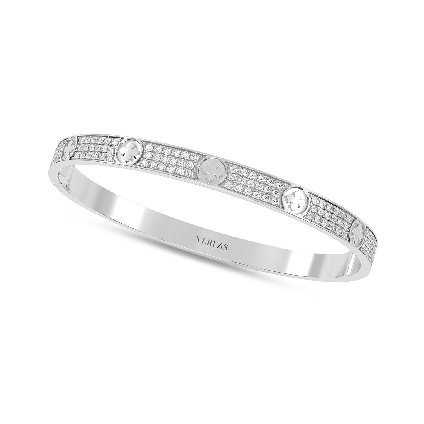 La Fleur 3-Diamond Rows Round Bangle