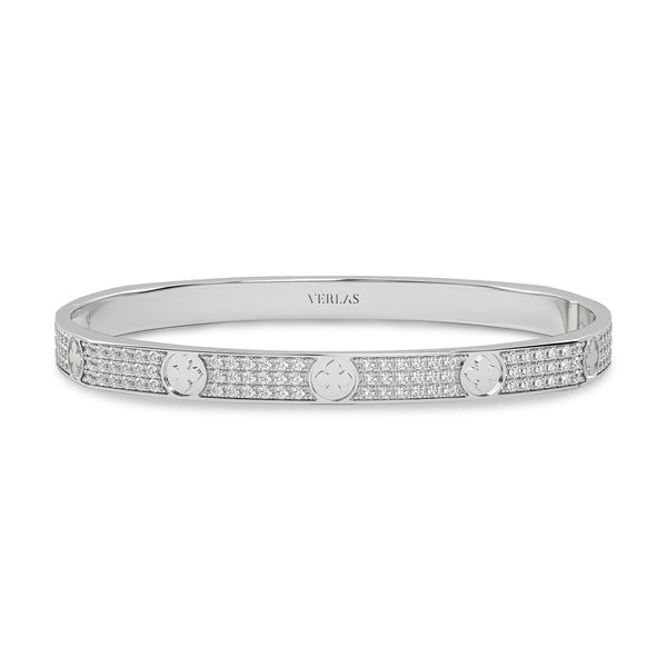 La Fleur 3-Diamond Rows Square Bangle