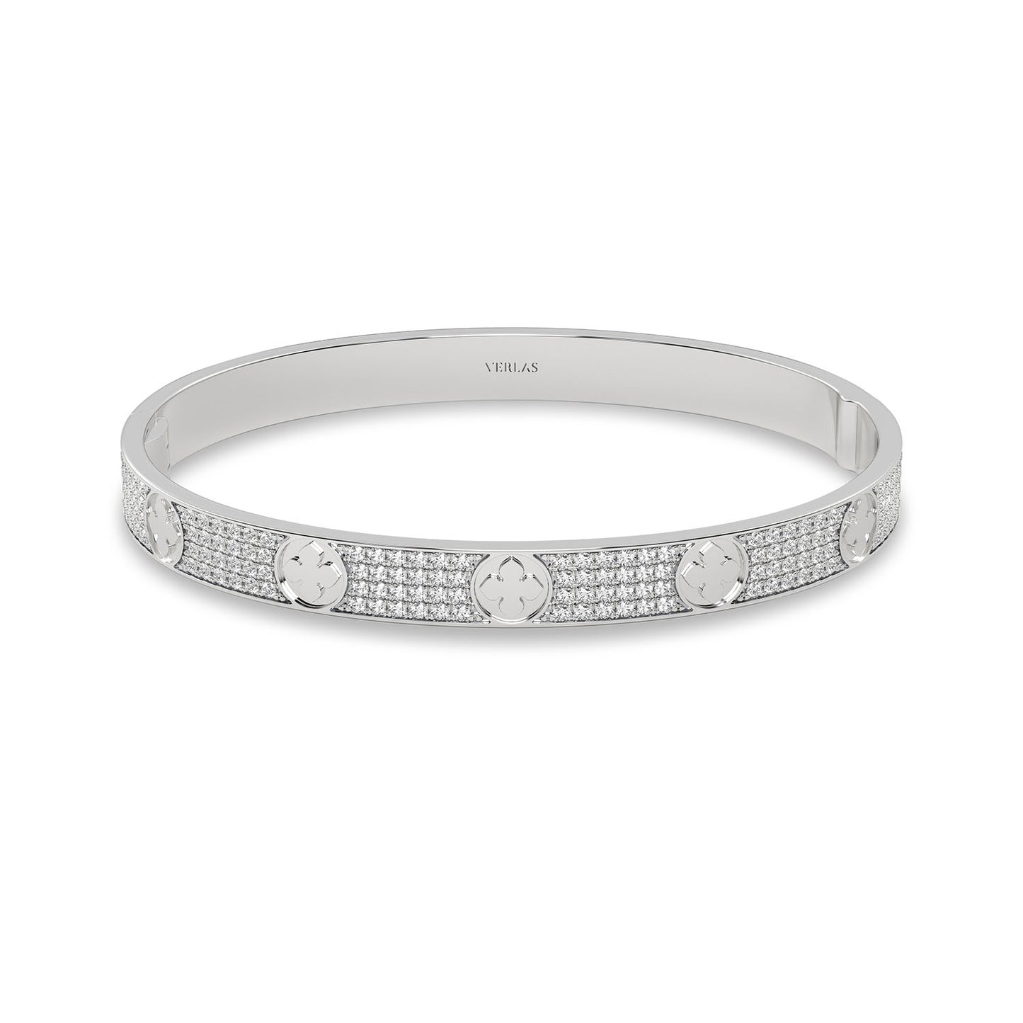 La Fleur 4-Diamond Rows Round Bangle