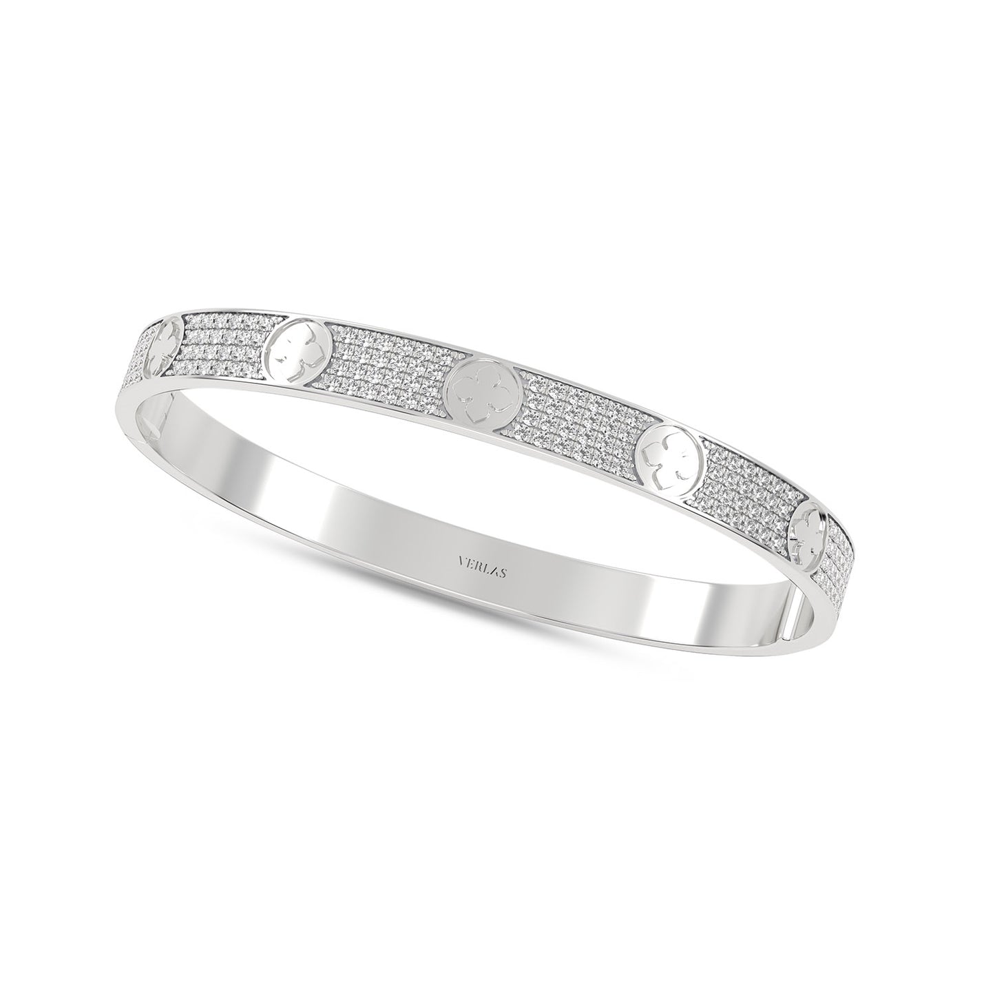 La Fleur 4-Diamond Rows Round Bangle