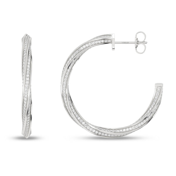 Swirl Diamond Hoops