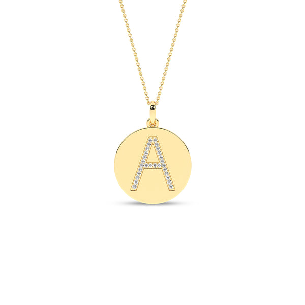 Diamond Initial Disc Necklace