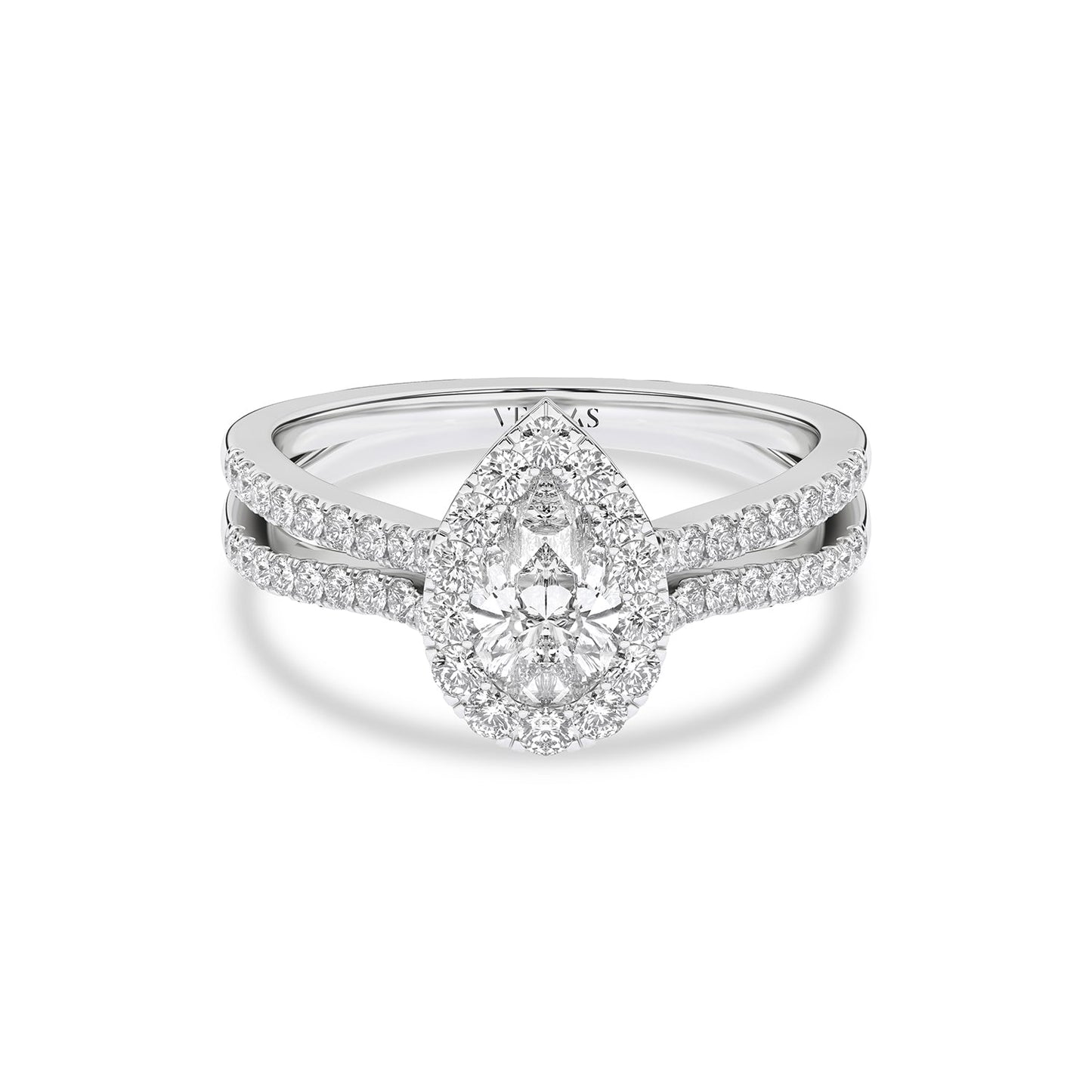 Unified Iconic Dewdrop Halo Ring