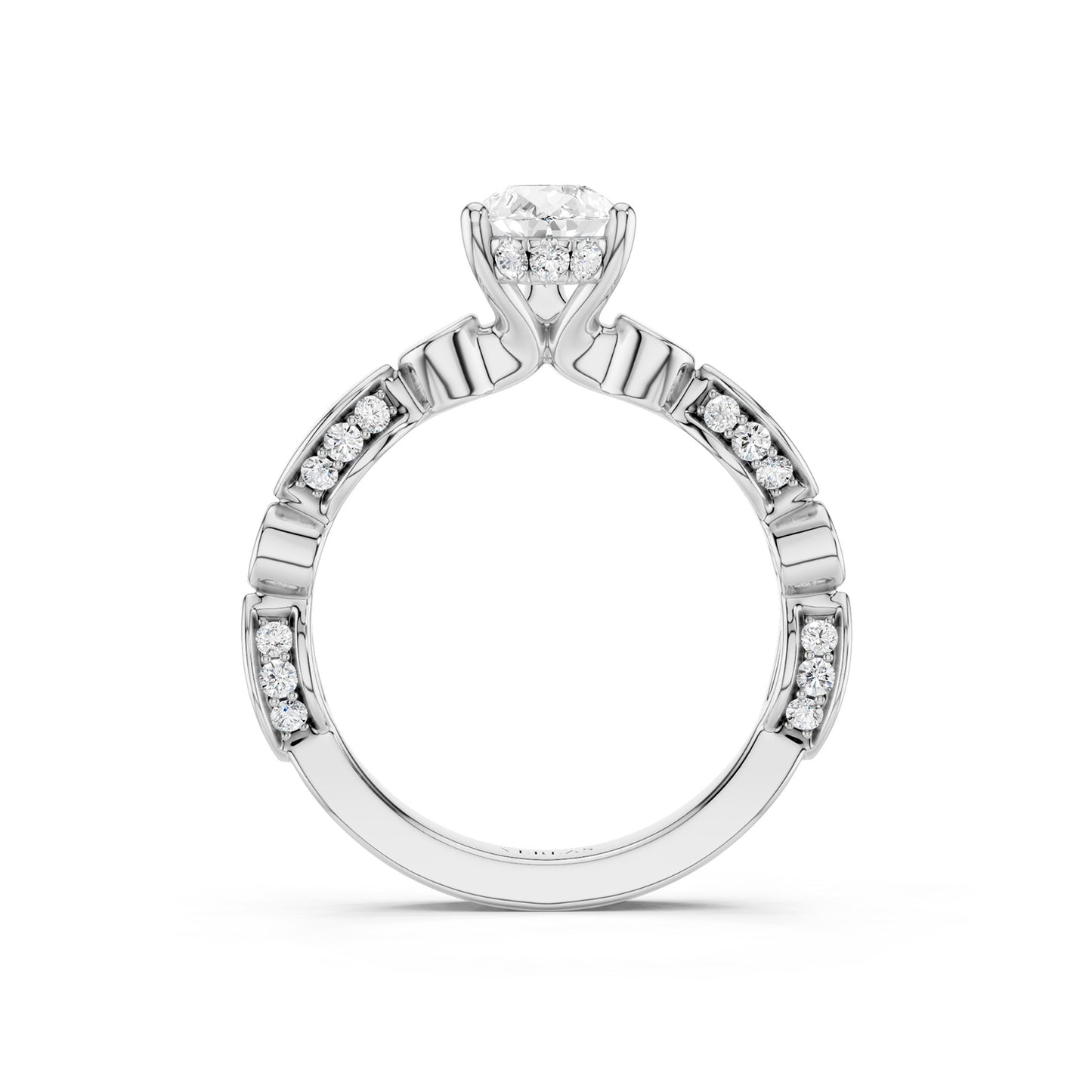 Pear Hidden Halo Accent Diamond Ring