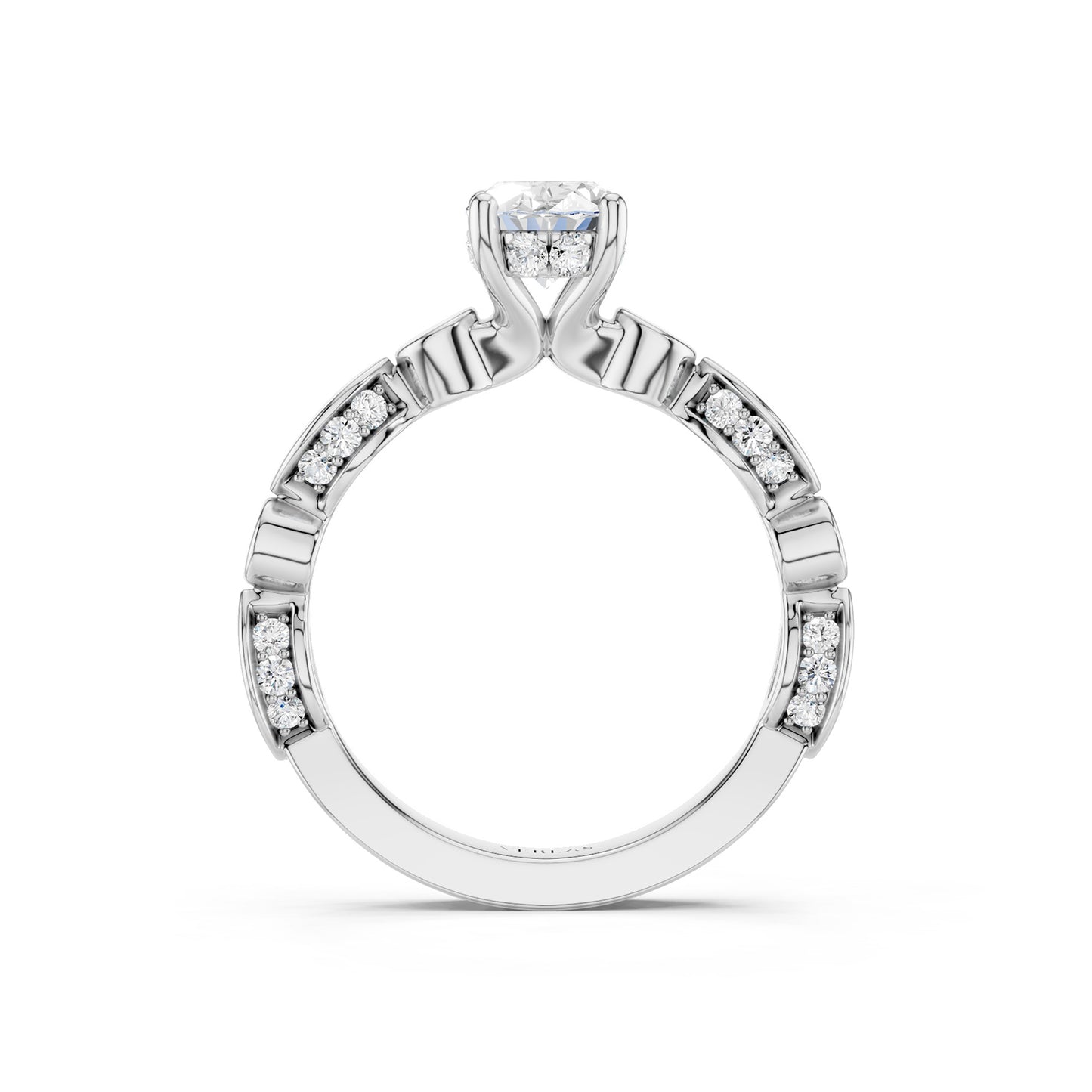 Oval Hidden Halo Accent Diamond Ring