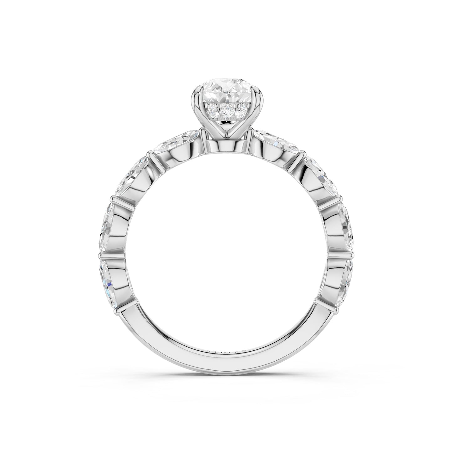 Pear-Marquise Hidden Halo Diamond Ring