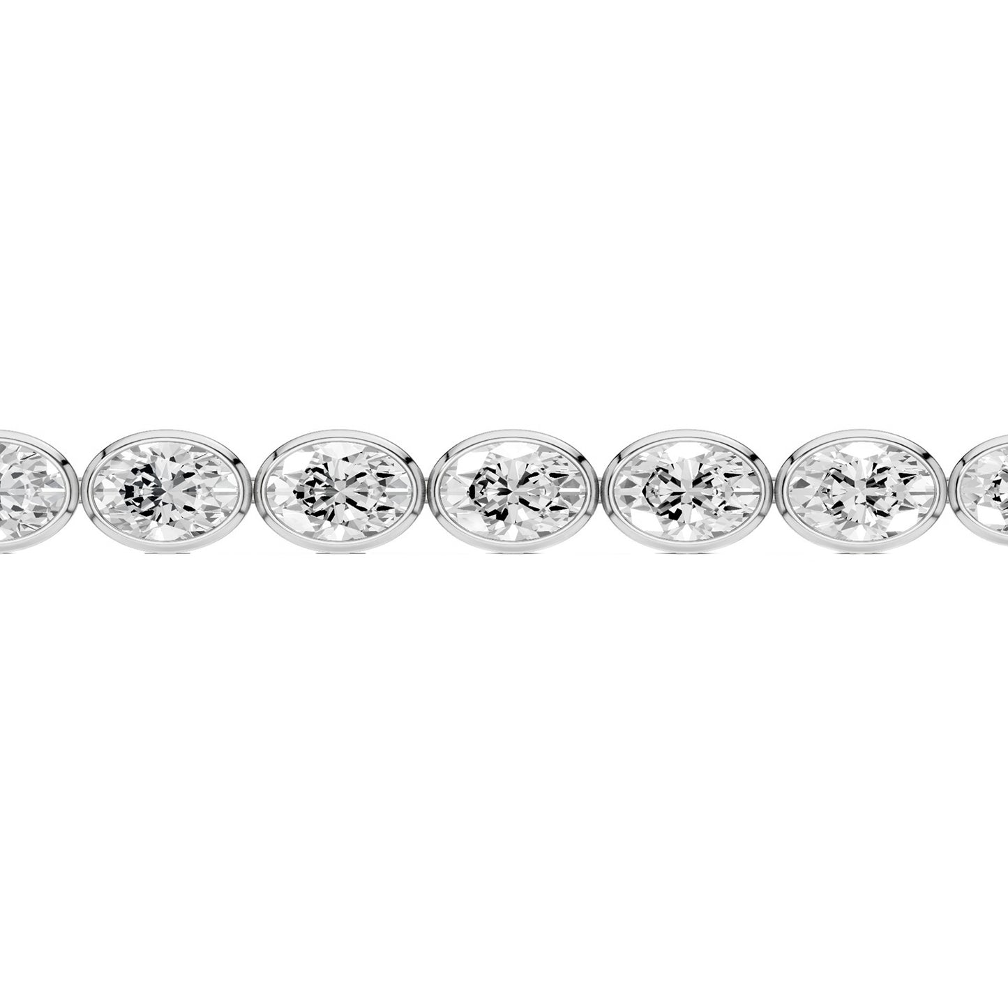 Bezel-set Oval Diamond Tennis Bracelet