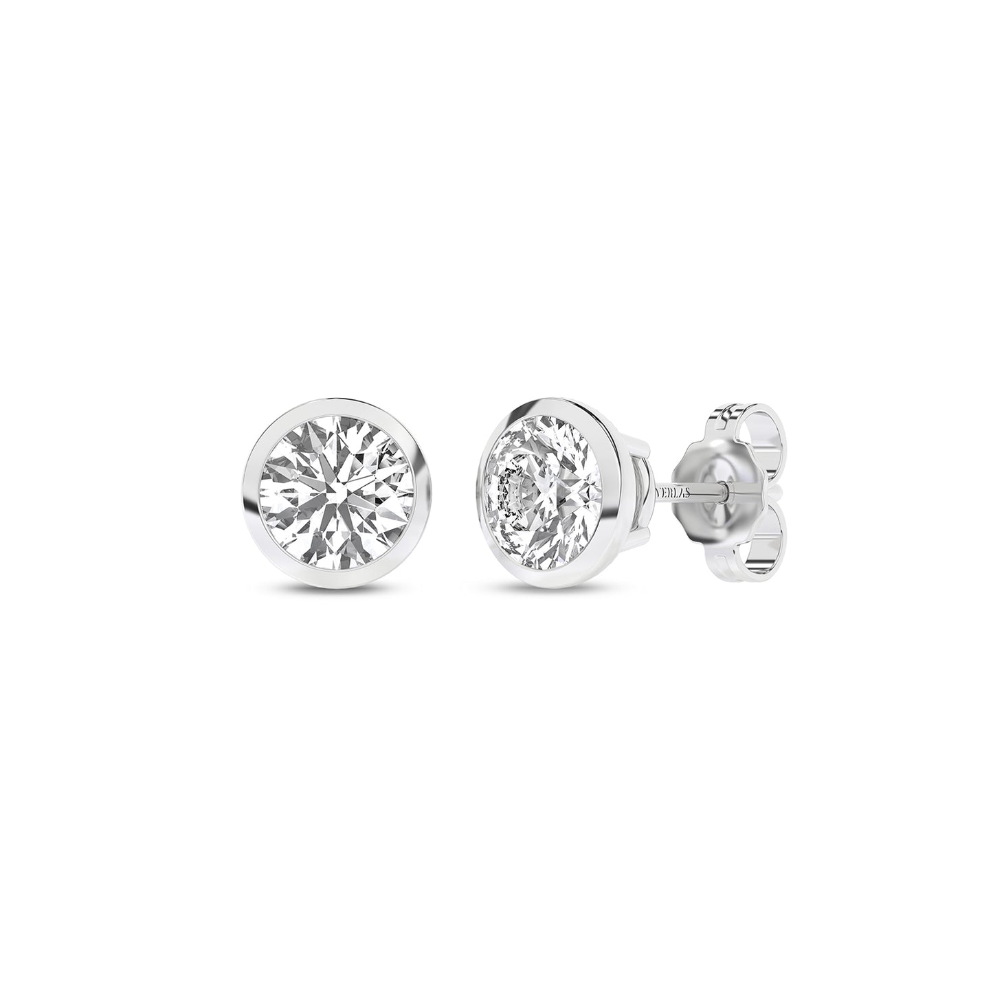 Round Solitaire Bezel Diamond Studs