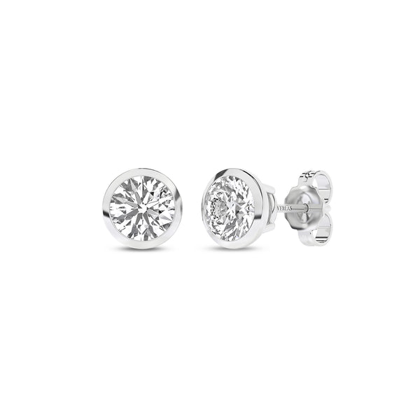 Round Solitaire Bezel Diamond Studs