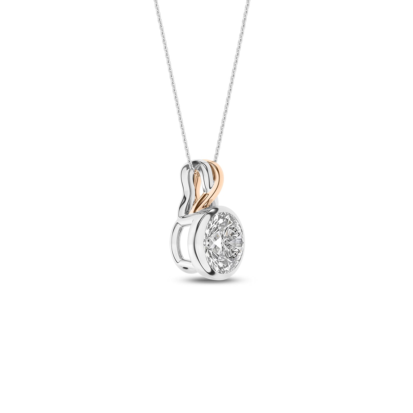 Twisted Round Bezel Pendant Necklace