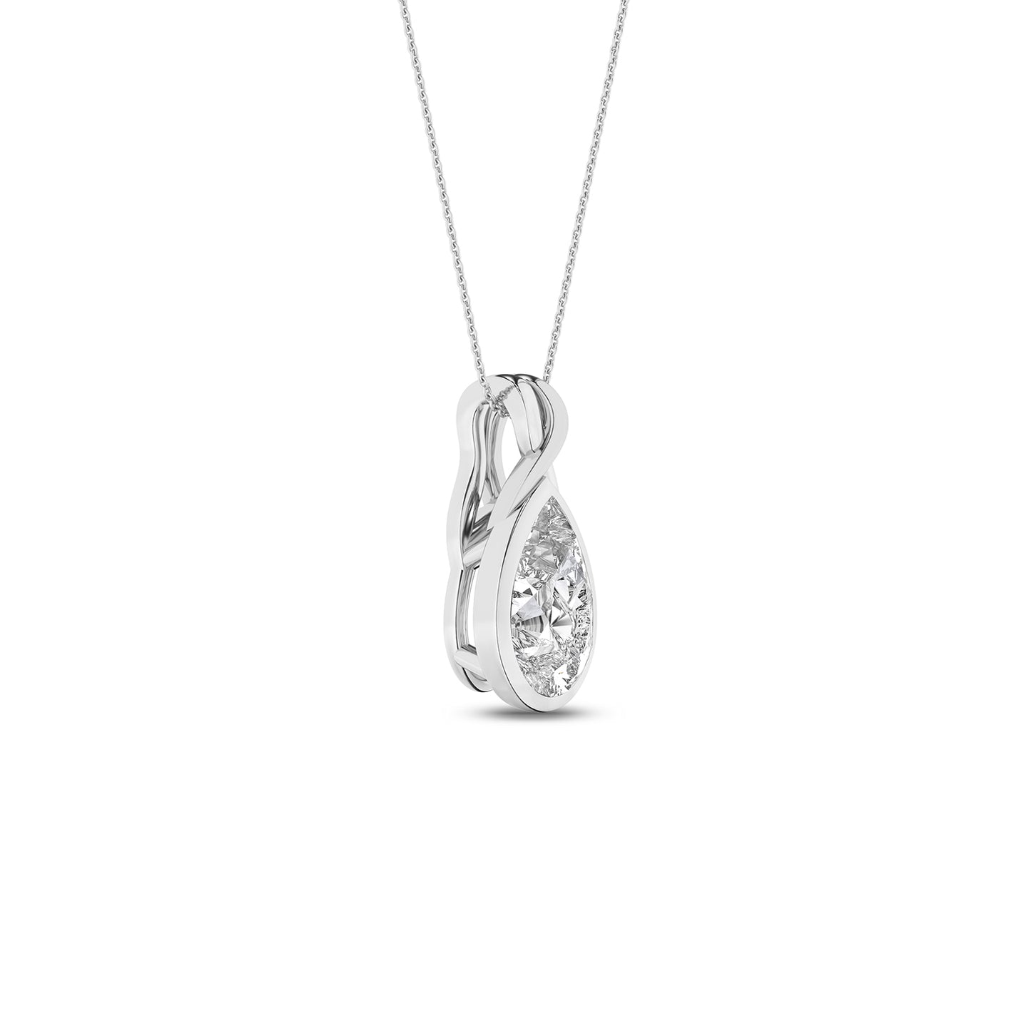 Twisted Pear Bezel Pendant Necklace