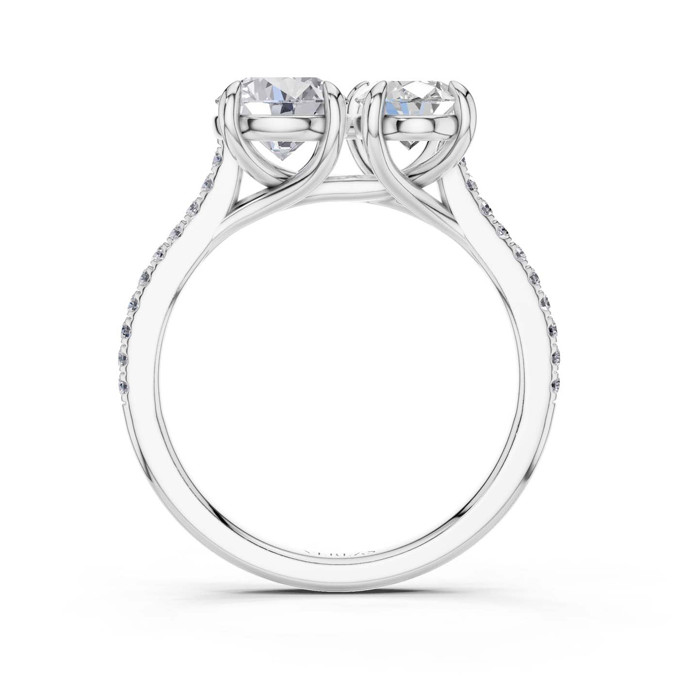 Round Oval Two Stone Diamond Ring