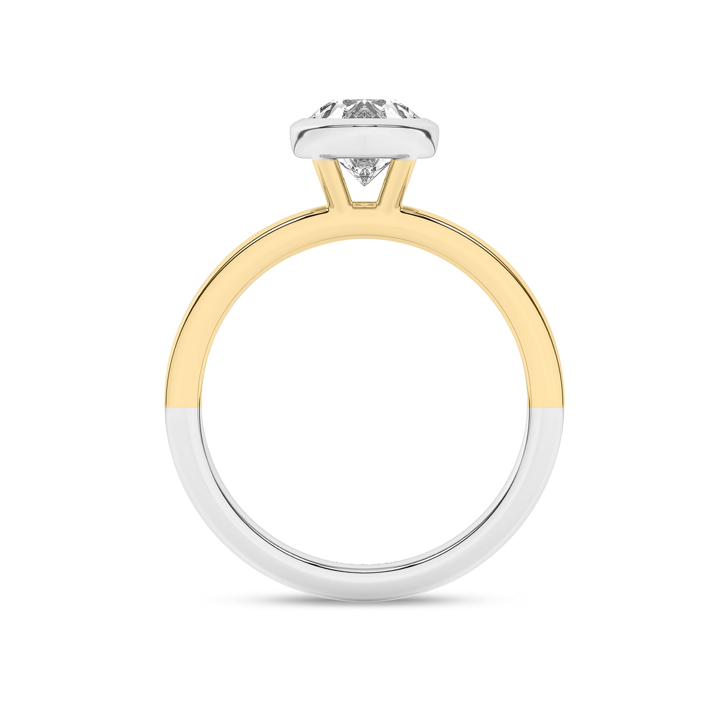 Coupled Pear Bezel Ring