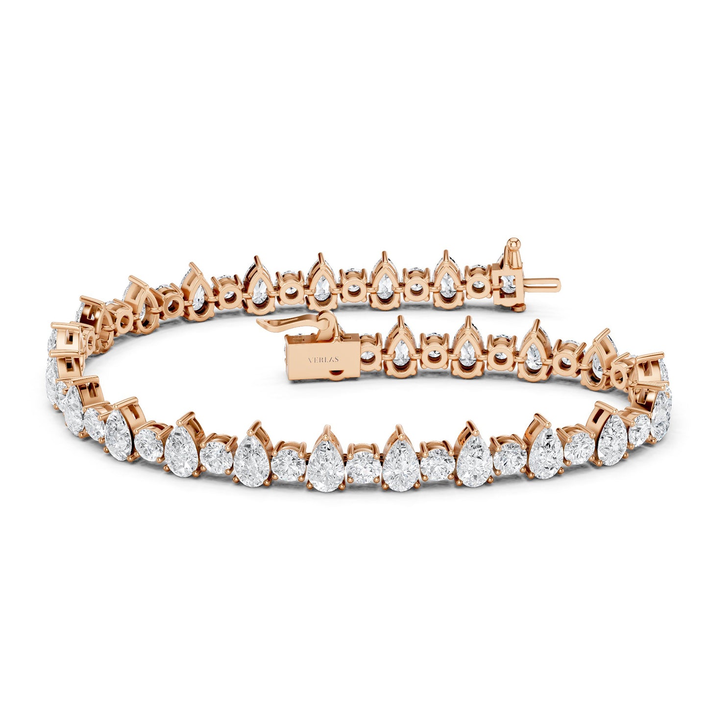 Alternating Pear & Round Diamond Tennis Bracelet