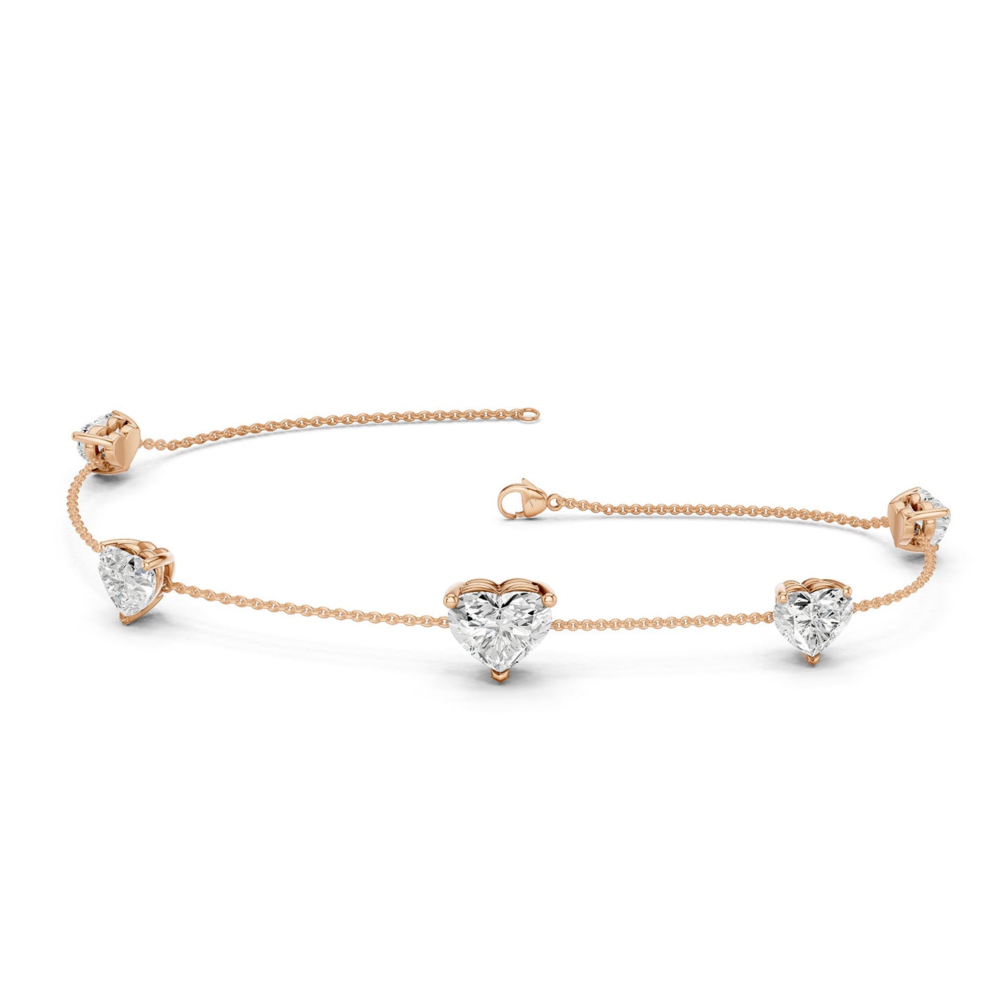 Graduated Vertical Hearts Diamond Bracelet