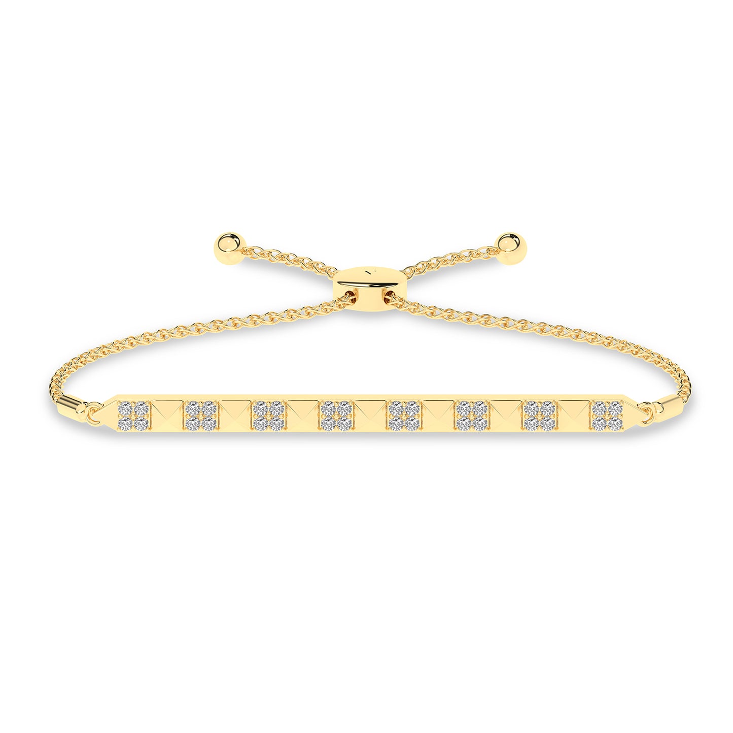 Pyramid Sequence Diamond Bolo Bracelet