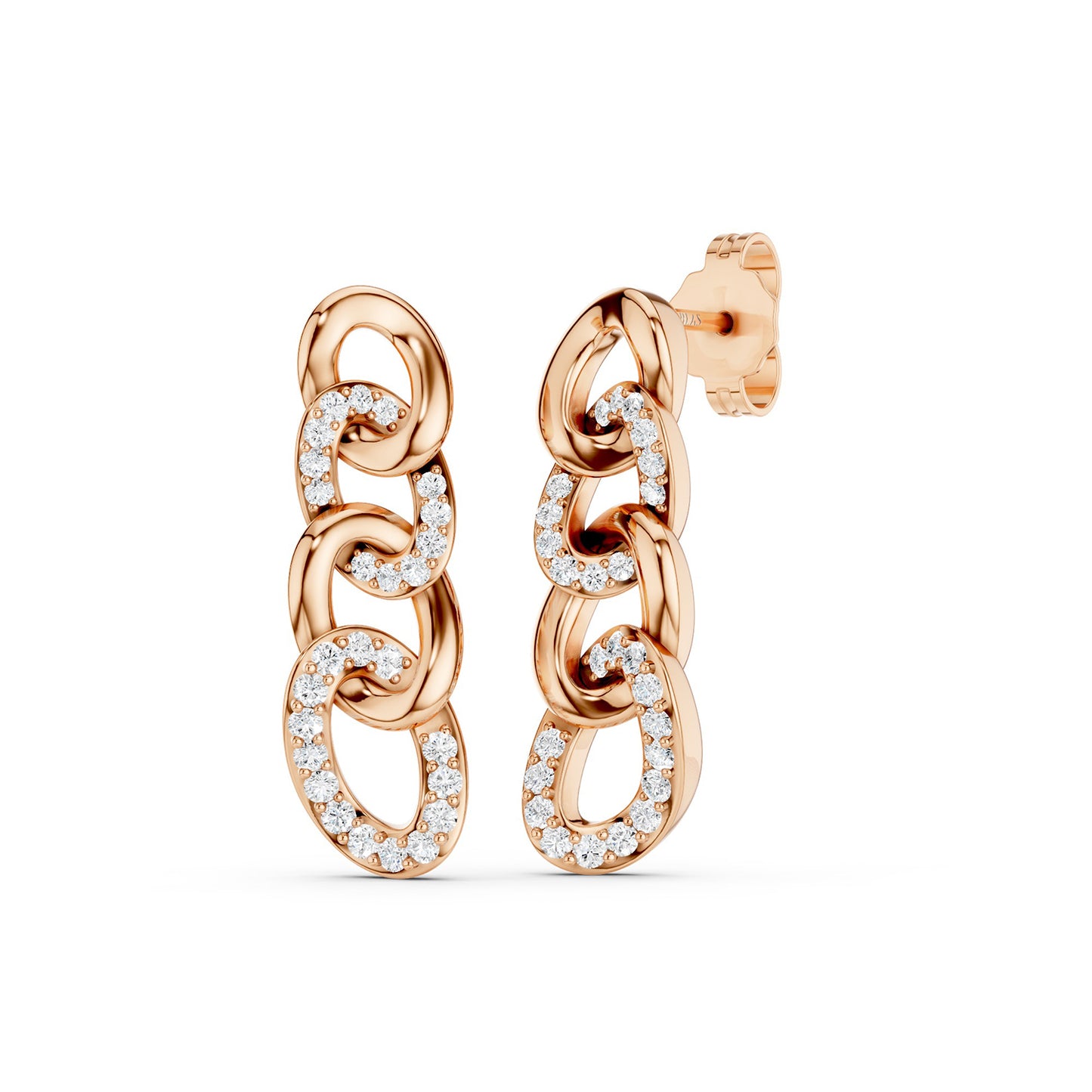 Alternating Diamond Cuban Link Drop Earrings