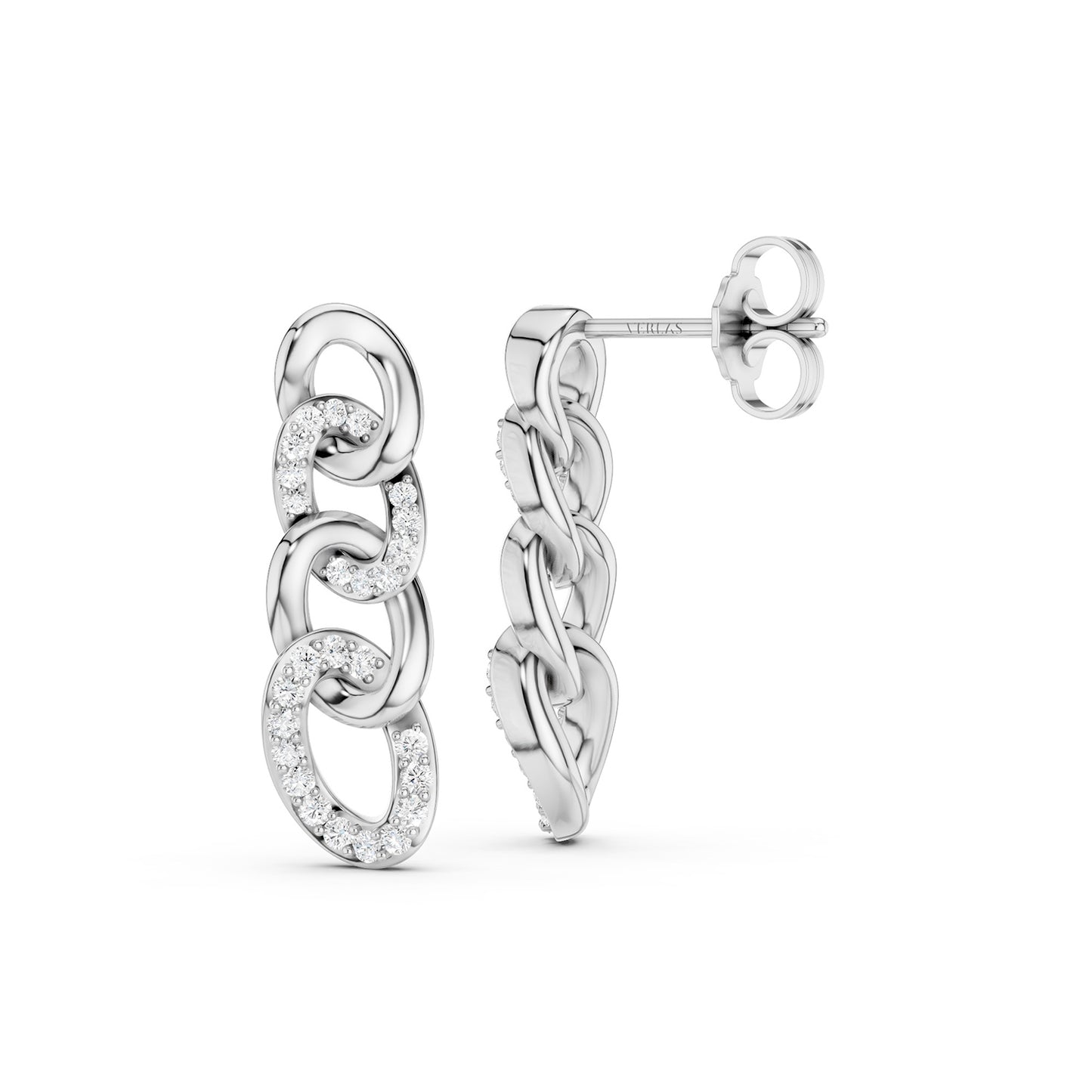 Alternating Diamond Cuban Link Drop Earrings