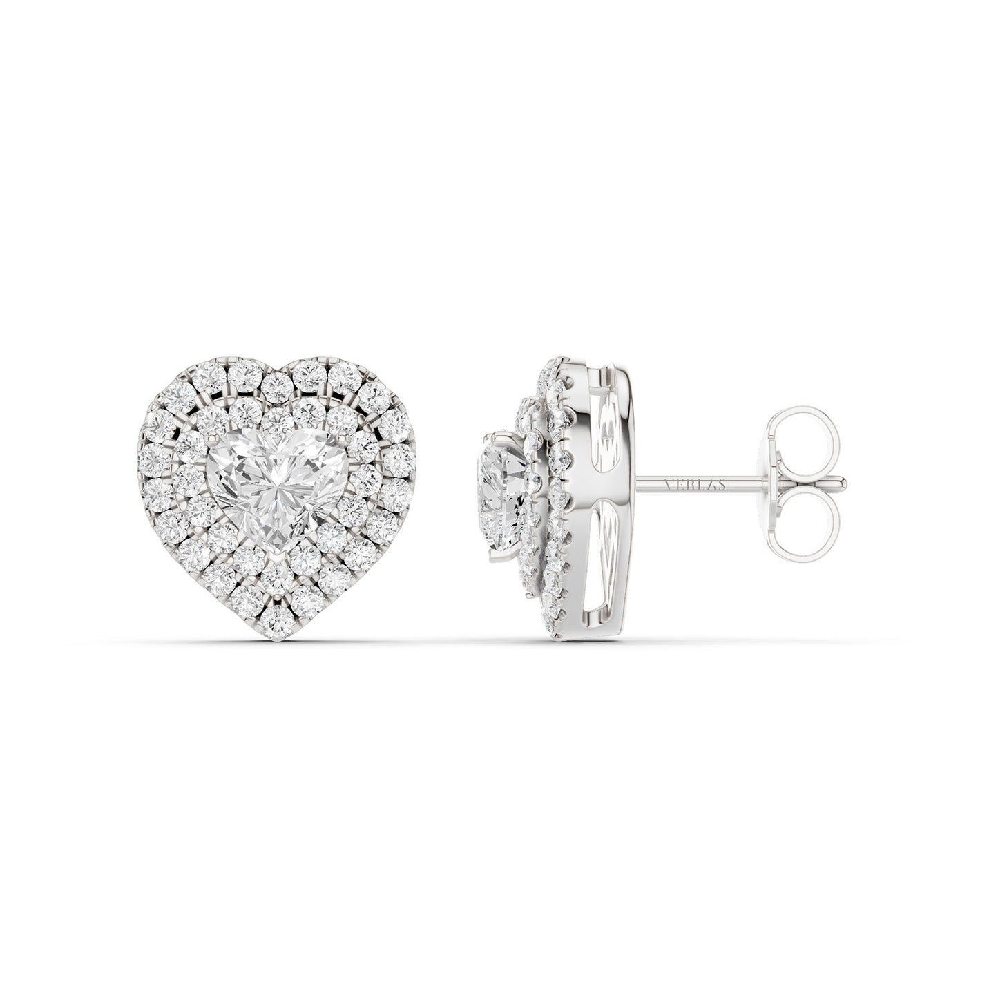 Quaint Double Halo Heart Studs