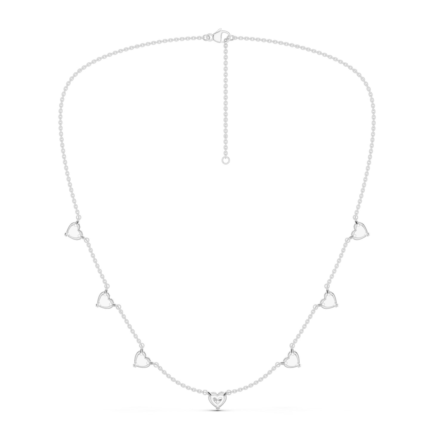 7-Stone Heart Diamond Necklace