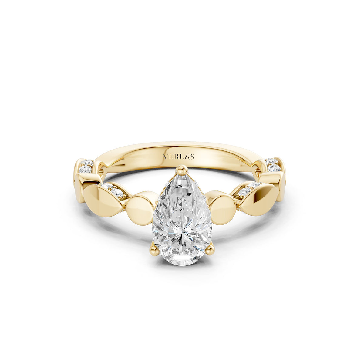 Pear Hidden Halo Accent Diamond Ring