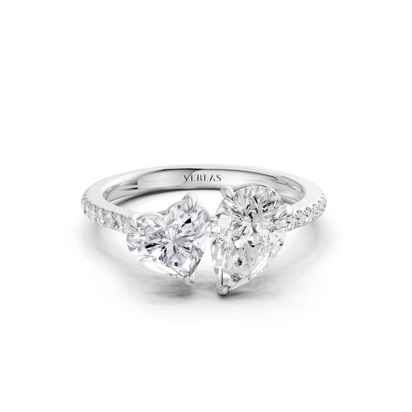 Heart Pear Two Stone Diamond Ring