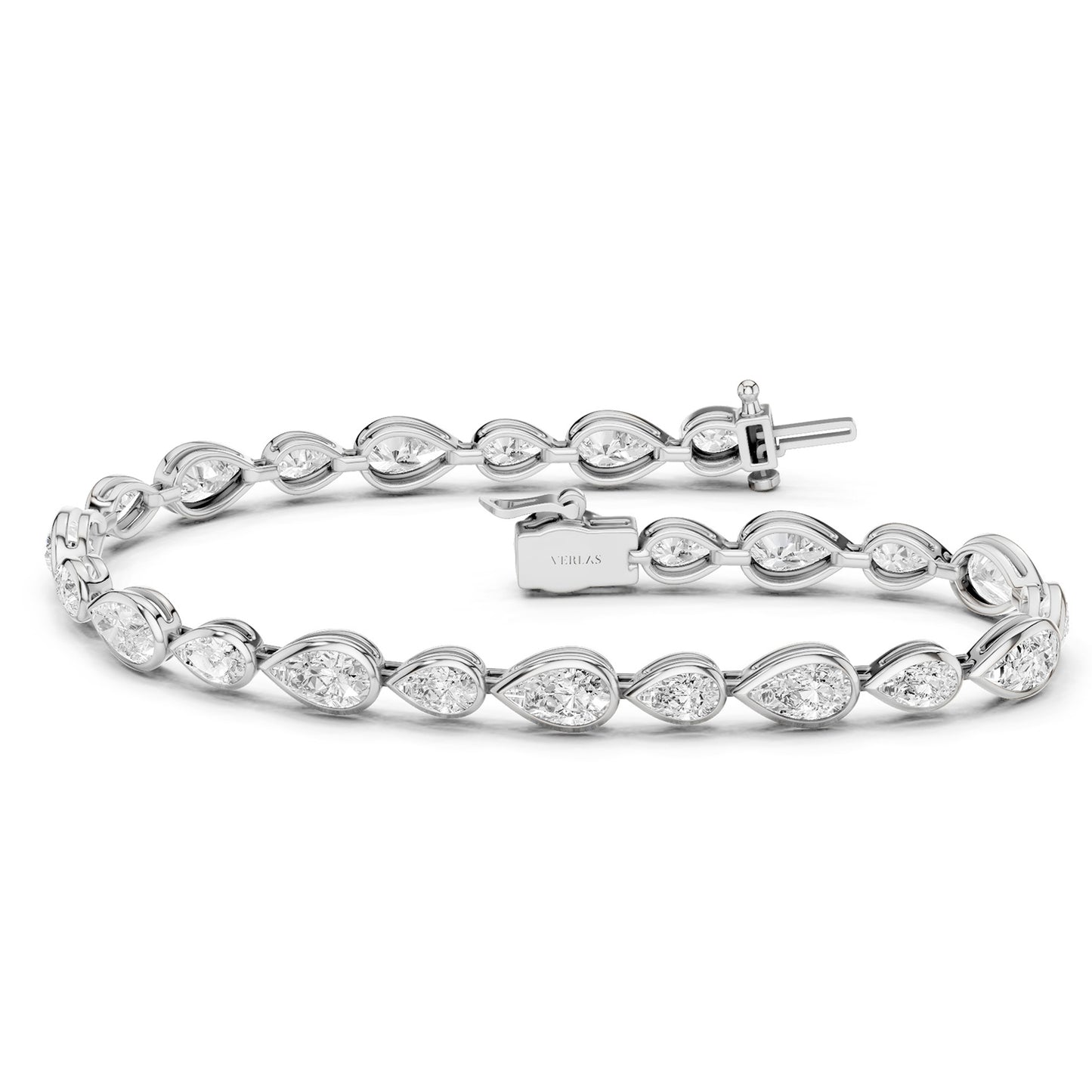 Asymmetrical Bezel-set Pear Tennis Bracelet