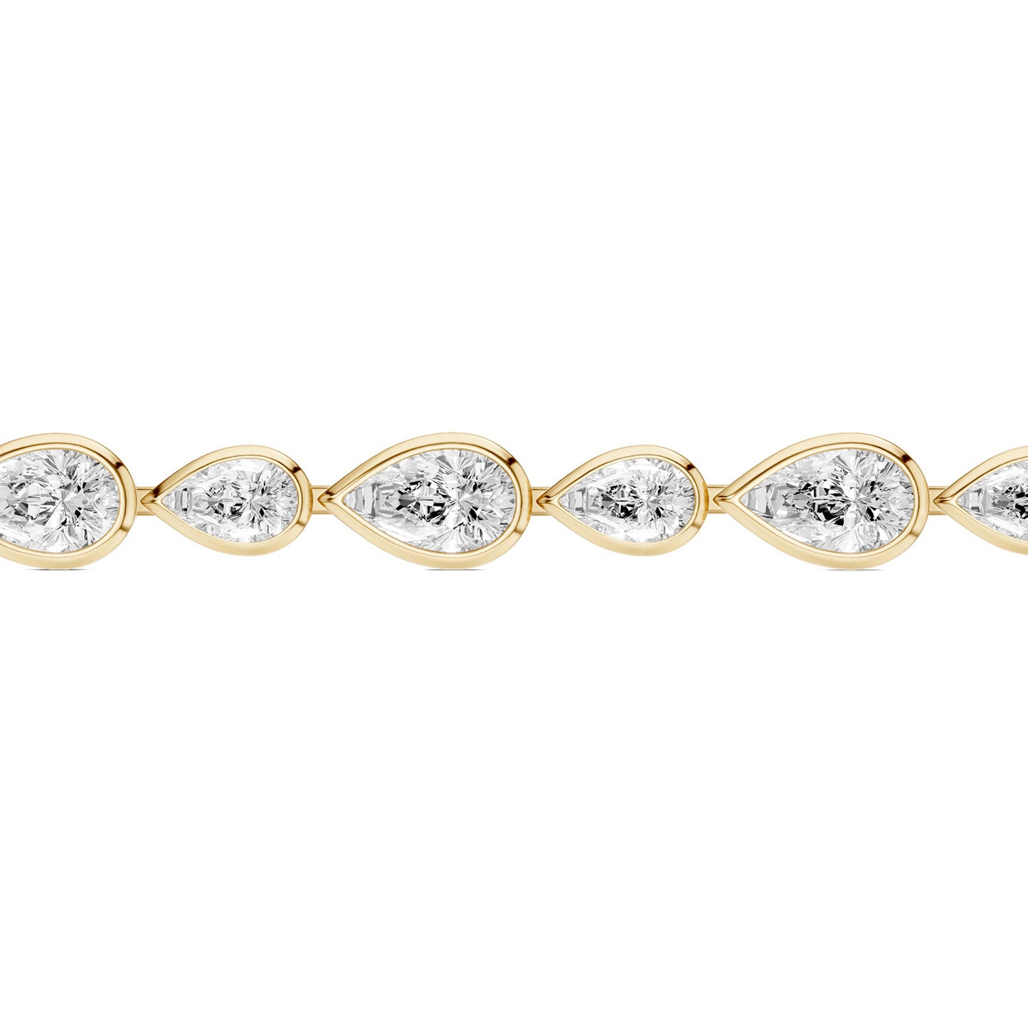 Asymmetrical Bezel-set Pear Tennis Bracelet