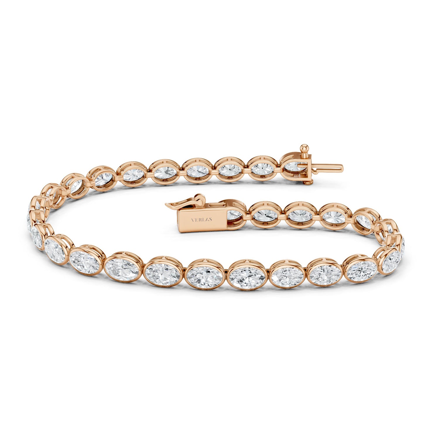 Bezel-set Oval Diamond Tennis Bracelet