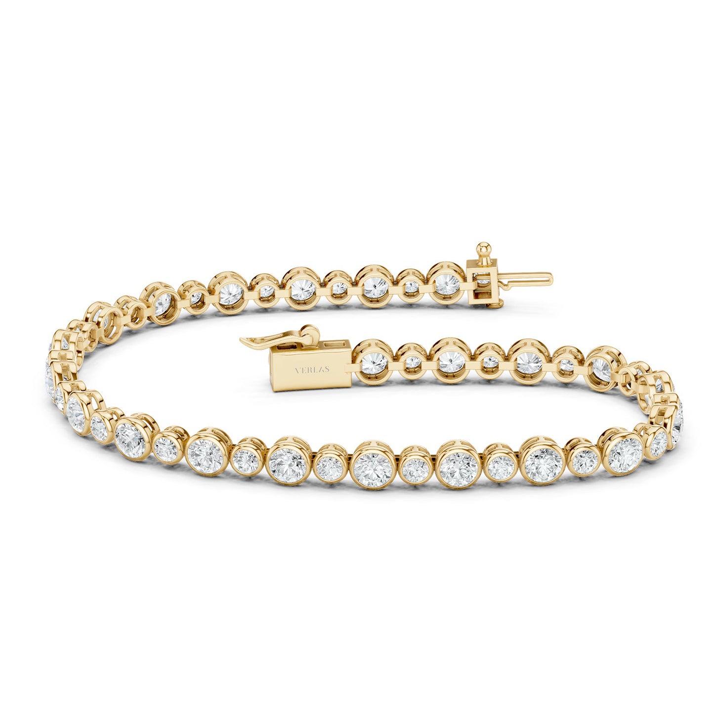 Asymmetrical Bezel-Set Round Tennis Bracelet