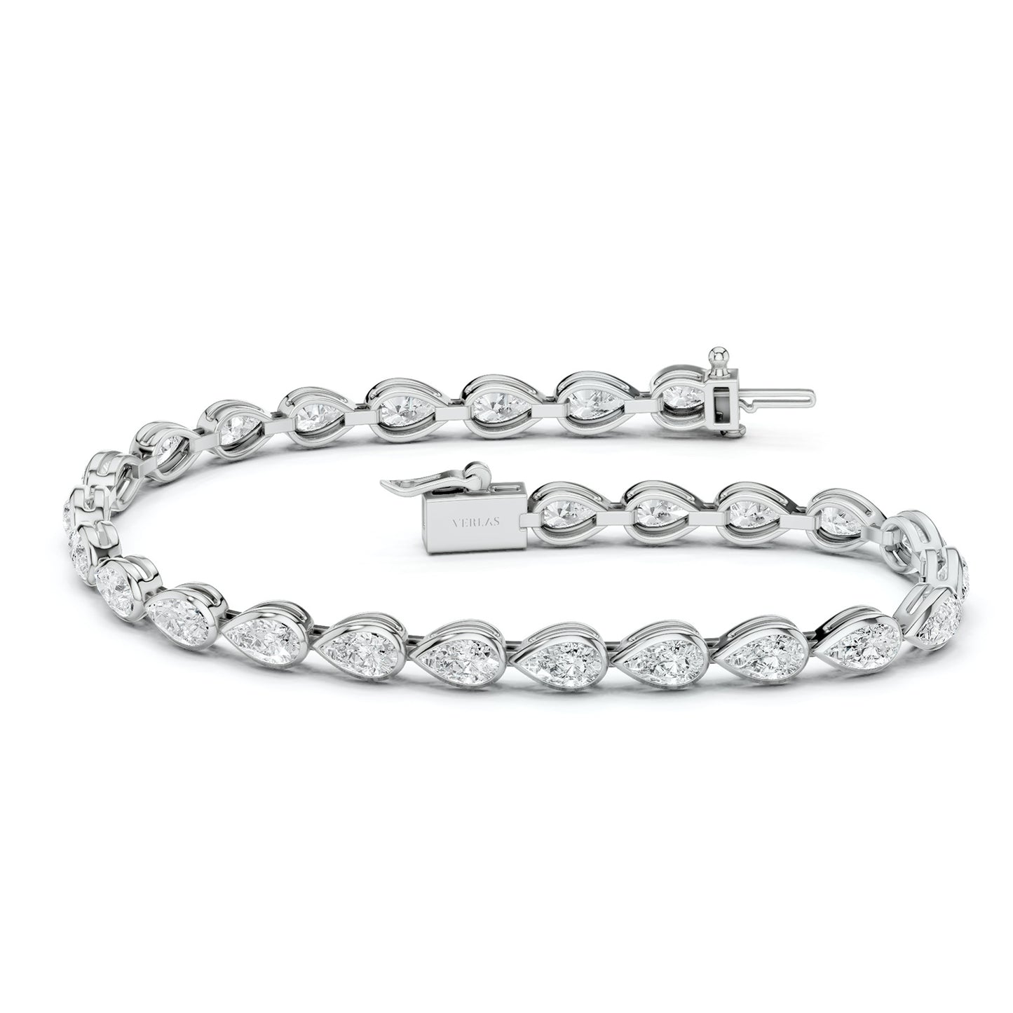 Bezel-set Pear Diamond Tennis Bracelet