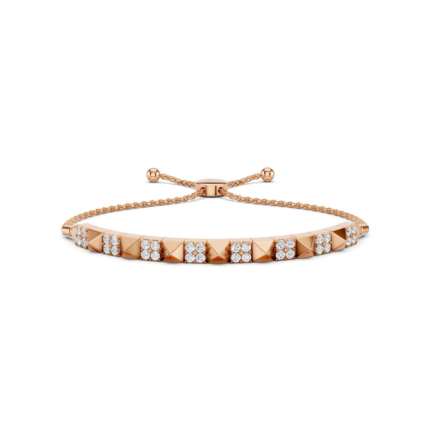 Pyramid Sequence Diamond Bolo Bracelet