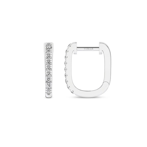 U Shape Diamond Huggie Hoops
