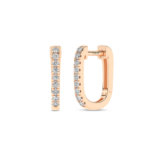 U Shape Diamond Huggie Hoops