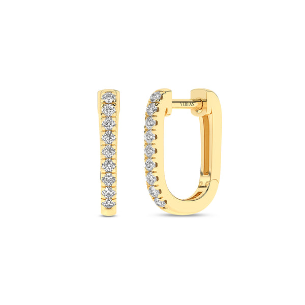 U Shape Diamond Huggie Hoops