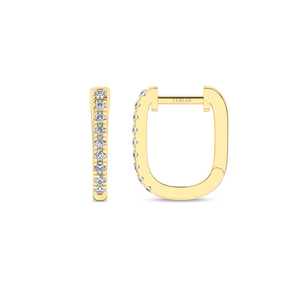U Shape Diamond Huggie Hoops