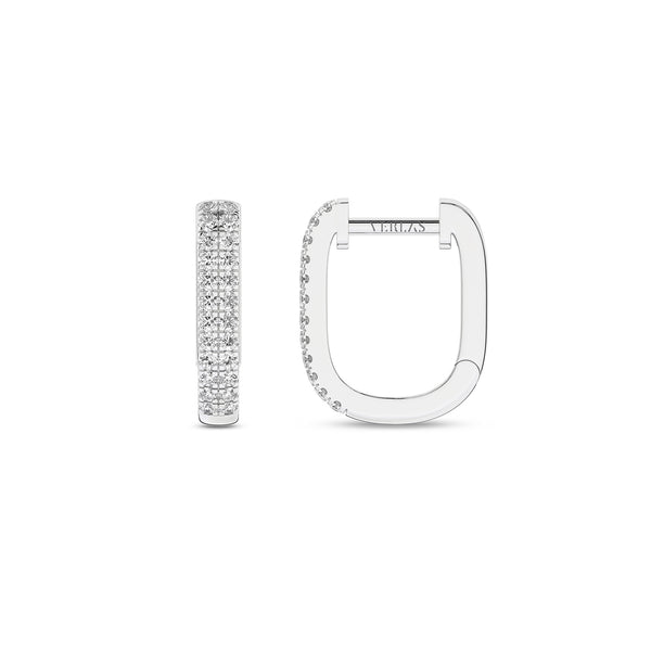 U Shape 2-Row Diamond Huggie Hoops