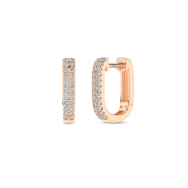 U Shape 2-Row Diamond Huggie Hoops