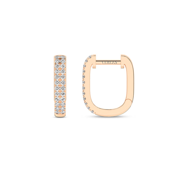 U Shape 2-Row Diamond Huggie Hoops