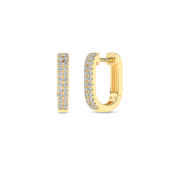 U Shape 2-Row Diamond Huggie Hoops