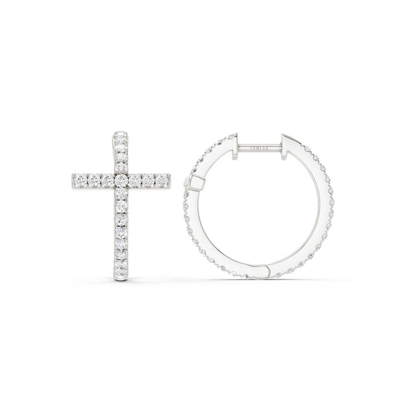 Cross Huggie Large Hoops