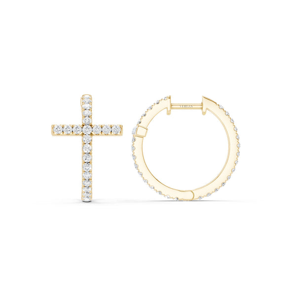 Cross Huggie Large Hoops