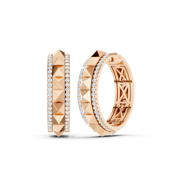 Pyramid Spiked Diamond Hoops