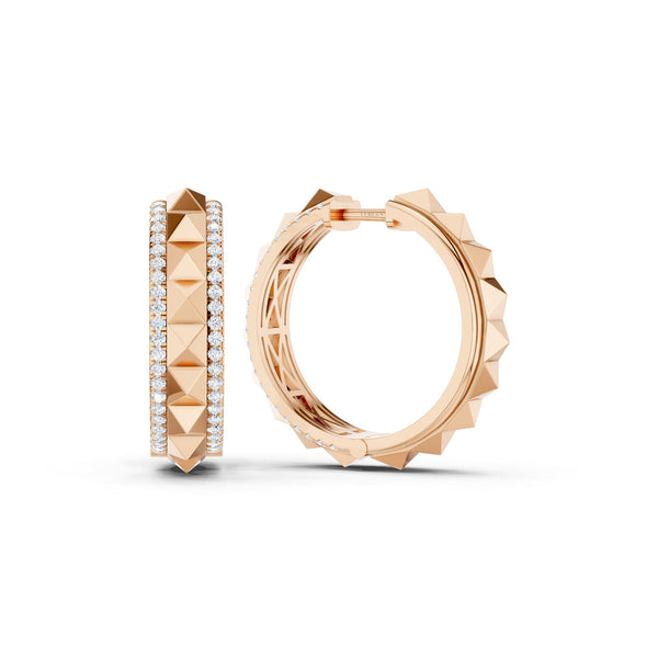 Pyramid Spiked Diamond Hoops