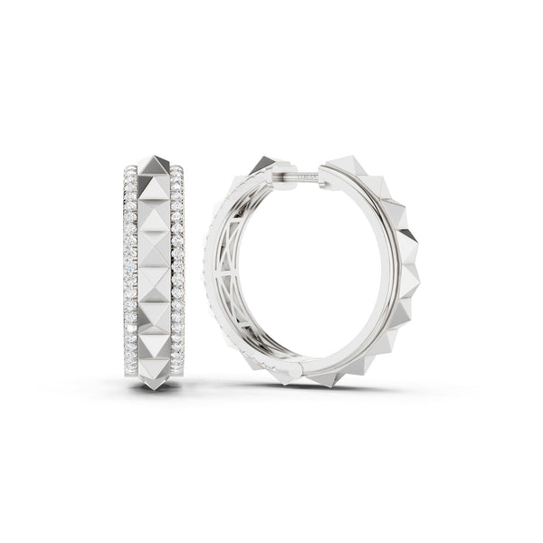 Pyramid Spiked Diamond Hoops