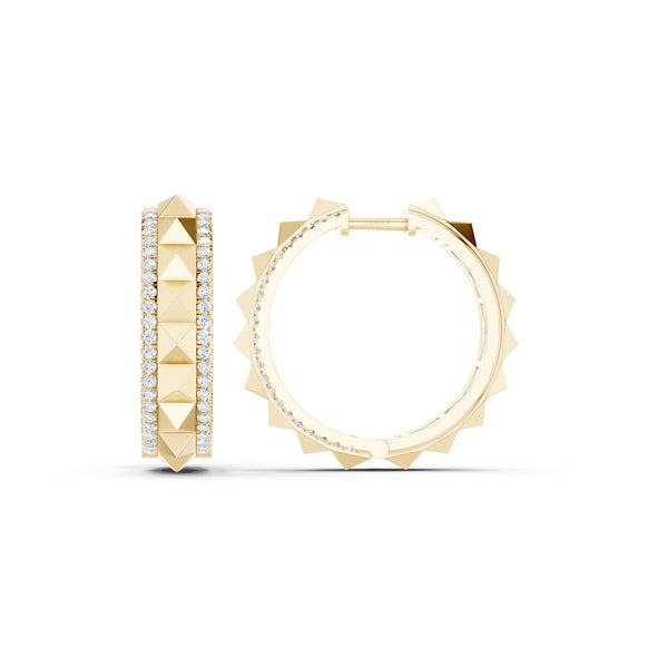 Pyramid Spiked Diamond Hoops