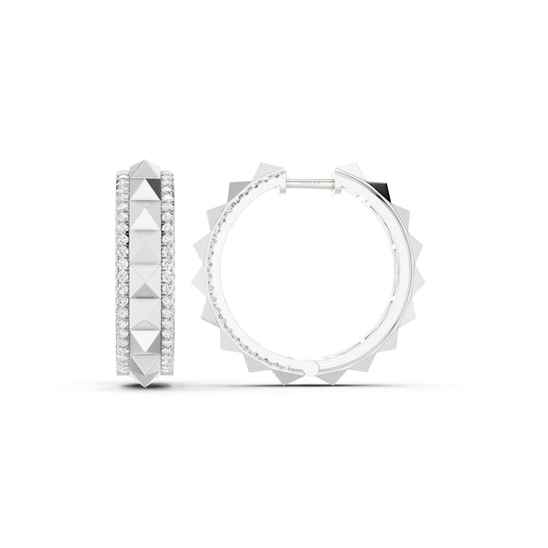 Pyramid Spiked Diamond Hoops