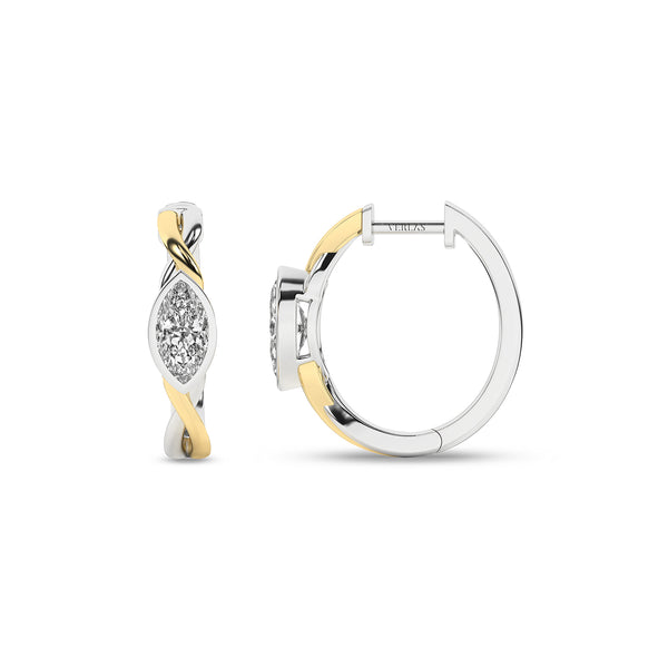 Twisted Marquise Bezel Huggie Hoops